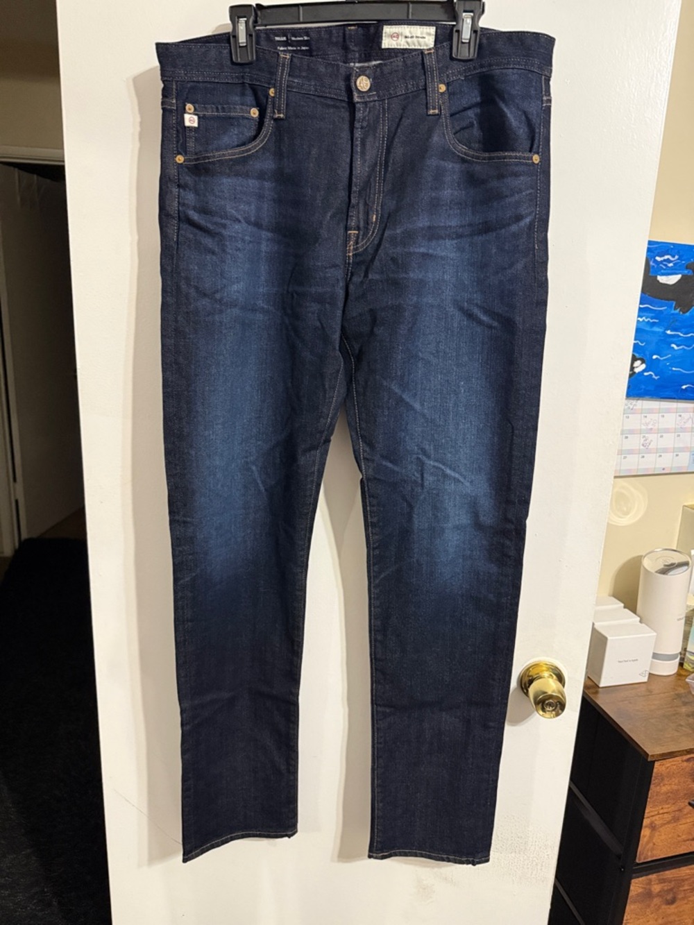 Ag Adriano Goldschmied Slim Straight Dark Indigo Jeans